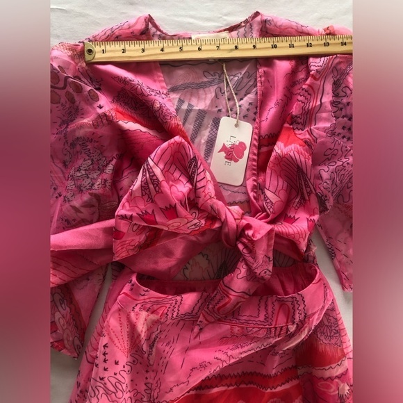 L'ATISTE BY AMY Pink Sheer Cut Out Maxi Dress NWT Size M Beach Cover - Picture 10 of 13